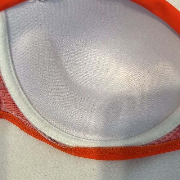 NWOT szL orange bikini structured cups removable halter straps bottom side rings - Picture 8 of 12
